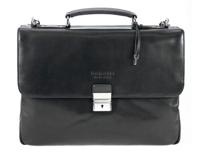 Портфель BUGATTI РОМАНО | ROMANO 15'', чёрный, натуральная воловья кожа, 40х12х30 см