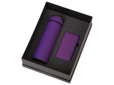 Подарочный набор с термосом и повербанком С2, фиолетовый , размер 10000 mAh