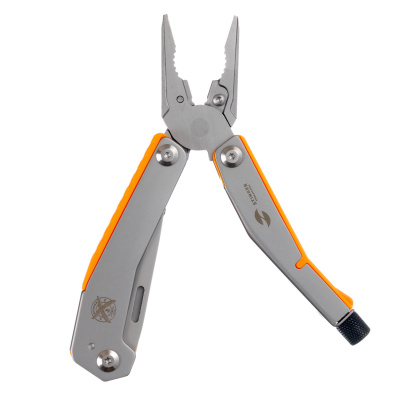 Мультитул Stinger, 105 мм, 8 функций, сталь/АБС-пластик, оранжевый, в картонной коробке, в комплекте нейлоновый чехол