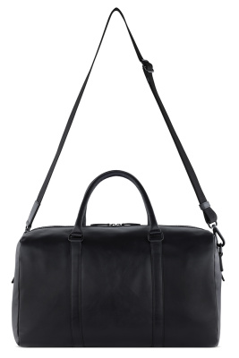 Сумка дорожная BUGATTI КЛАРК | CLARK, чёрная, воловья кожа/полиэстер, 45х20х27,5 см, 24 л