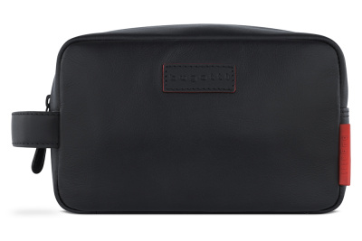 Несессер дорожный BUGATTI КЛАРК | CLARK, чёрный, воловья кожа/полиэстер, 20х10х13 см, 2,5 л