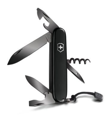 Нож перочинный VICTORINOX Spartan PS, 91 мм, 13 функций, чёрный, со шнурком в комплекте