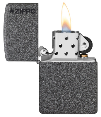 Зажигалка ZIPPO Logo с покрытием Iron Stone™, латунь/сталь, серая, матовая, 38x13x57 мм