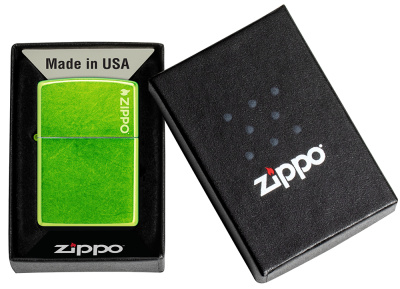 Зажигалка ZIPPO Logo с покрытием Lurid™, латунь/сталь, зеленая, глянцевая, 38x13x57 мм