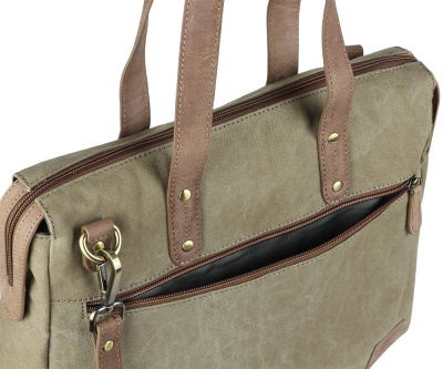Сумка KLONDIKE DAWSON «Payton», хлопок/натуральная кожа в цвете хаки, 35,5 x 31 x 11 см
