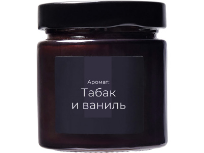 Свеча в стеклянной коричневой банке 200мл, аромат Табак и ваниль, фитиль деревянный
