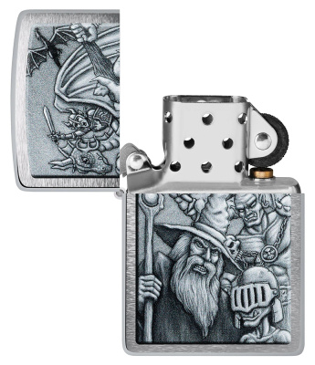 Зажигалка ZIPPO Mystical Beings Design с покрытием Brushed Chrome, латунь/сталь, серебристая, 38x13x57 мм