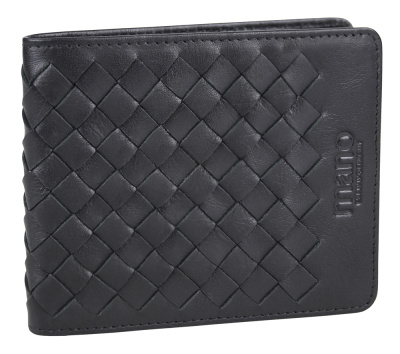 Портмоне Mano "Don Luca", натуральная кожа в черном цвете, 11 х 9 см