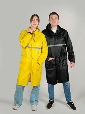 Длинный дождевик Lanai  из полиэстера со светоотражающей тесьмой, молочный , размер XL-2XL