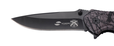 Нож складной Stinger, 84 мм, (чёрный), материал рукояти: алюминий (черный камуфляж)