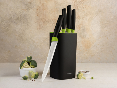Набор из 4 кухонных ножей в универсальном блоке,  NADOBA, серия OLIVIA