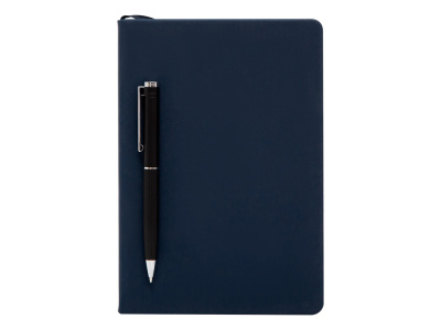 Подарочный набор с блокнотом С3, металлической ручкой и кружкой, темно-синий , размер магнитная обложка