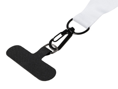 Ланъярд 2 см под сублимацию с трендовым карабином, замком обрыва и узким держателем для телефона из ПЭ, черный