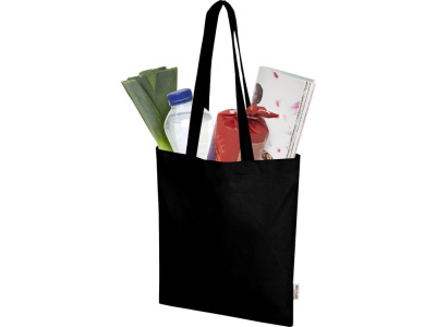 Мадрас Блэнд эко-сумка из переработанного хлопка GRS плотностью 140 г/м² объемом 7 л - Черный