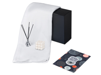 Подарочный набор с пледом, свечой и диффузором, белый