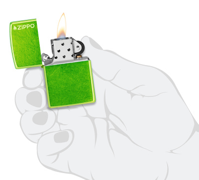 Зажигалка ZIPPO Logo с покрытием Lurid™, латунь/сталь, зеленая, глянцевая, 38x13x57 мм