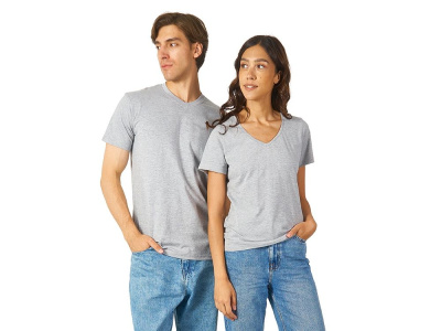 Футболка Heavy Super Club N женская с V-образным вырезом, серый меланж , размер L