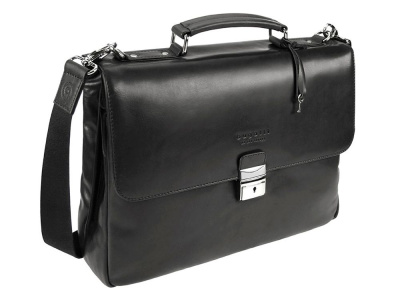 Портфель BUGATTI РОМАНО | ROMANO 15'', чёрный, натуральная воловья кожа, 40х12х30 см
