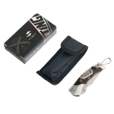 Нож складной Stinger, 75 мм, материал рукояти: нержавеющая сталь/дерево, (коричневый)