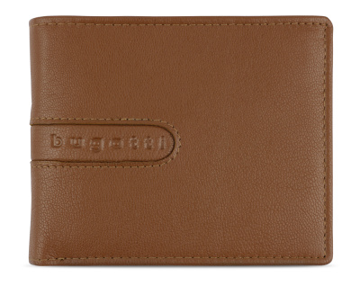 Портмоне BUGATTI ШЕДЕВР | BOMBA, с защитой данных RFID, коньячного цвета, кожа козы/полиэстер, 12х2х9,5 см