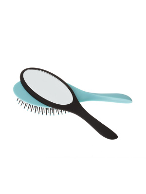 Щетка Dewal Beauty серия "Дуэт" с нейлоновым штифтом, овальная, голубая с черным