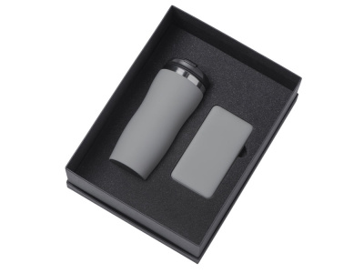 Подарочный набор c вакуумной термокружкой и повербанком С2, серый , размер 10000 mAh