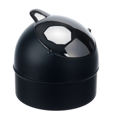 Пепельница S.Quire круглая, сталь, покрытие хром, черная, с откидной крышкой, 93 мм