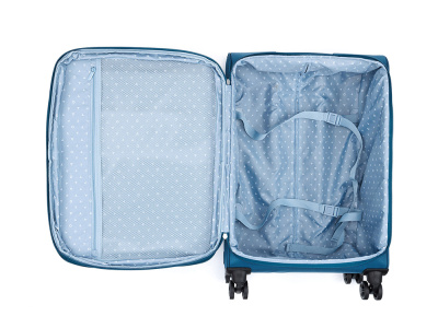 Чемодан TORBER ВИВИ, синий, полиэстер, 44 х 25 х 67 см, 63 л , размер M