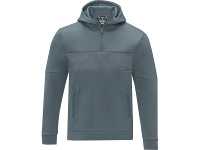 Мужской свитер анорак Sayan на молнии на половину длины с капюшоном, steel grey , размер L