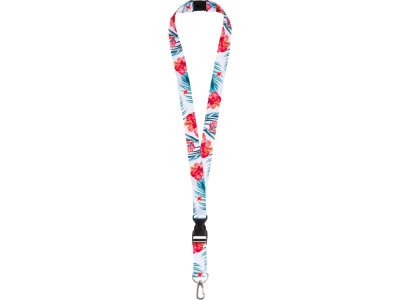 Ланъярд 2 см под сублимацию с карабином, межуровневым замком и замком обрыва, серебристый