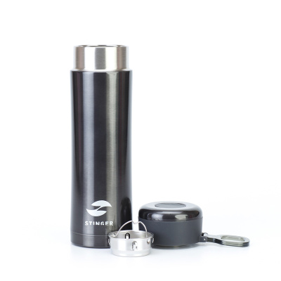 Термокружка Stinger, 0,42 л, сталь/пластик, чёрный глянцевый, 7,5 х 6,9 х 22,2 см