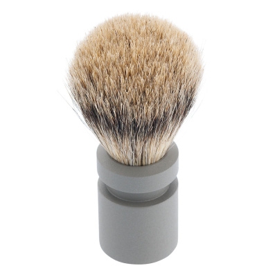 Бритвенный набор IL Ceppo:станок, помазок, подставка, алюминий/никелированная латунь, FUSION, натуральный ворс барсука BEST BADGER, размер узла M (22)