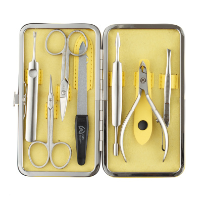 Маникюрный набор GD, 7 пр. Футляр: искусственная кожа, цвет желтый