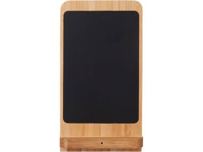 Беспроводное зарядное устройство 2-в-1 с подсветкой лого Reedia S4, 15 Вт, бамбук, черный