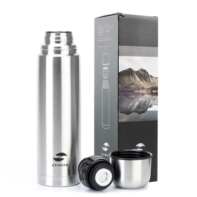 Термос Stinger, 1 л, узкий, нержавеющая сталь, серебристый, 8,6 х 8,6 х 31,4 см