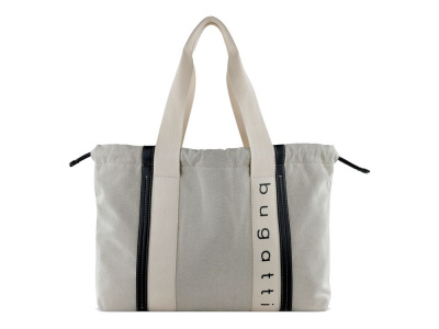 Сумка-шоппер женская BUGATTI АМБРА | AMBRA, бежево-черный цвет, хлопок/полиэстер, 45х10х34 см