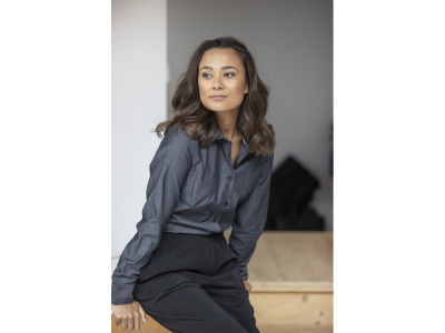 Cuprite Женская рубашка с длинным рукавом, изготовленная из натуральных материалов, которые отвечают стандарту GOTS - Светло-синий , размер S