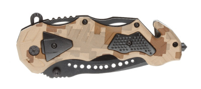 Нож складной Stinger, 100 мм, (чёрный), материал рукояти: алюминий (песочный камуфляж)