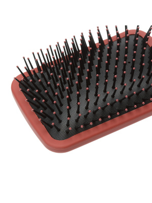 Щетка массажная Dewal Beauty серия "Прованс" с пластиковым штифтом, квадратная, коричневая13 рядов