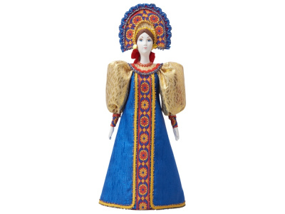 Подарочный набор: кукла фарфоровая, чай Малина с мятой, синий