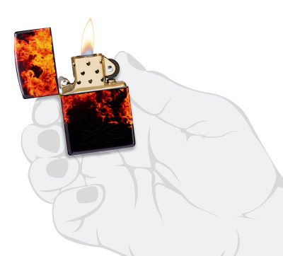 Зажигалка ZIPPO Fusion Inferno Design с покрытием 540 Tumbled Brass, латунь/сталь, разноцветная, 38x13x57 мм