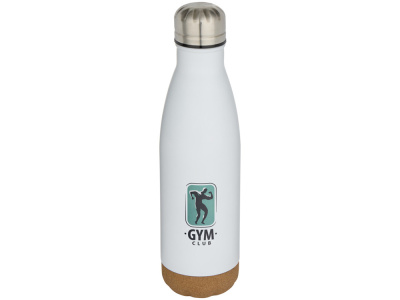 Бутылка для воды Cove из нержавеющей стали с двойными стенками и вакуумной изоляцией, объемом 500 мл, с пробковыми деталями - Белый