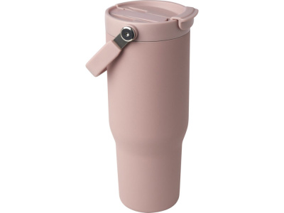 Термостакан Bronx/Бронкс объемом 900 мл из меди и переработанной нержавеющей стали, сертифицированной по стандарту RCS, с вакуумной изоляцией и крышкой с двойной функцией - Пыльно-розовый
