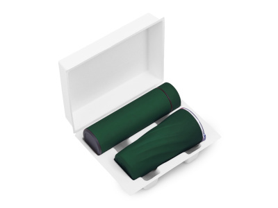 Подарочный набор FAMILY с термосом и термокружкой, темно-зеленый