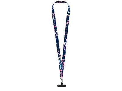 Ланъярд 2 см под сублимацию с трендовым карабином и узким держателем для телефона из ПЭ, черный