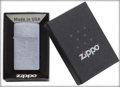 Зажигалка ZIPPO Slim® с покрытием Street Chrome™, латунь/сталь, серебристая, матовая, 29x10x60 мм
