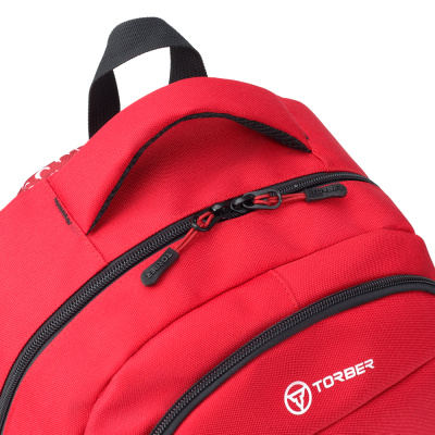 Рюкзак TORBER КЛАСС, красный с орнаментом, полиэстер 900D, 45 x 30 x 18 см