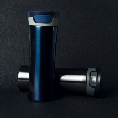 Термокружка дорожная вакуумная  DISCOVER; 450 мл; синий,  пластик, металл