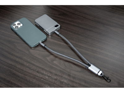 Ремешок-держатель для телефона с зарядным кабелем USB-C - USB-C Lany Wristband Charge Eco, серый