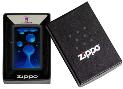 Зажигалка ZIPPO Lava Lamp с покрытием Black Light, латунь/сталь, черная,матовая 38x13x57 мм
